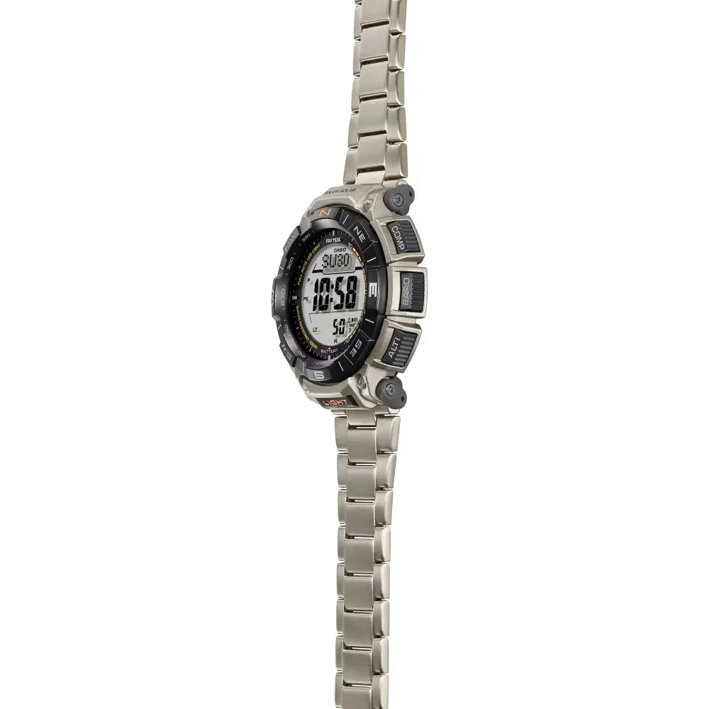 Casio ProTrek PRG-340T-7DR Digital Tough Solar Triple Sensor Silver Dial 51.7mm Stainless Steel Men's Watch