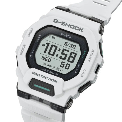 Casio G-Shock GBD-200-7 "G-SQUAD" Digital Dial 45.9mm White Resin Strap Men's Watch