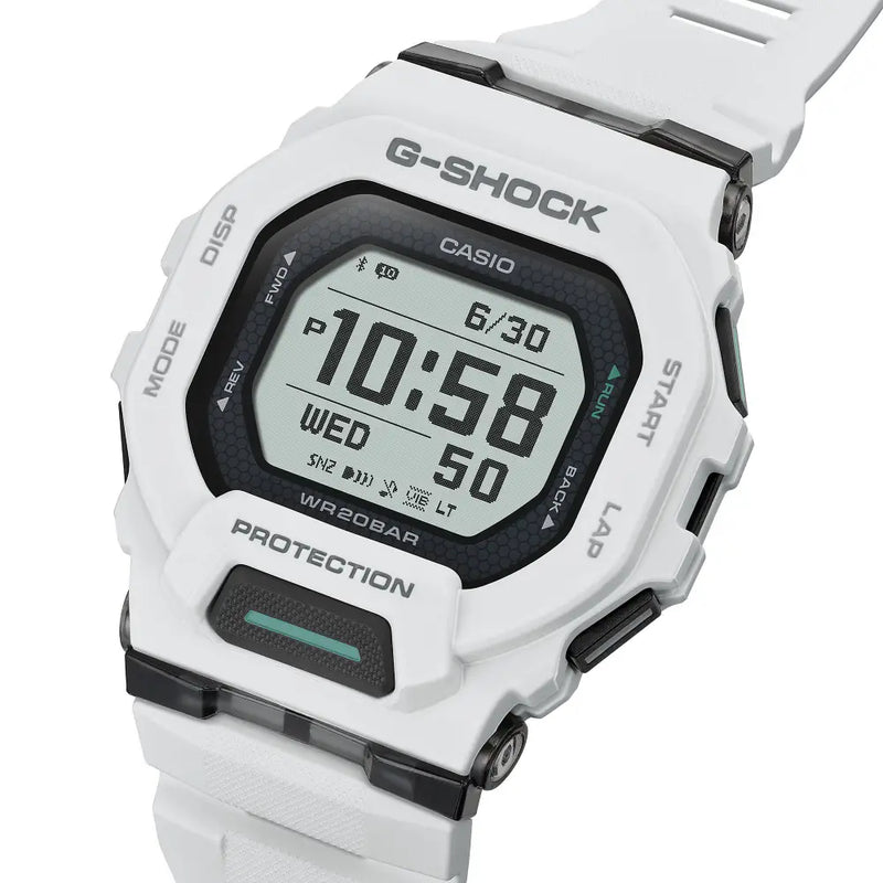 Casio G-Shock GBD-200-7 "G-SQUAD" Digital Dial 45.9mm White Resin Strap Men's Watch detail view