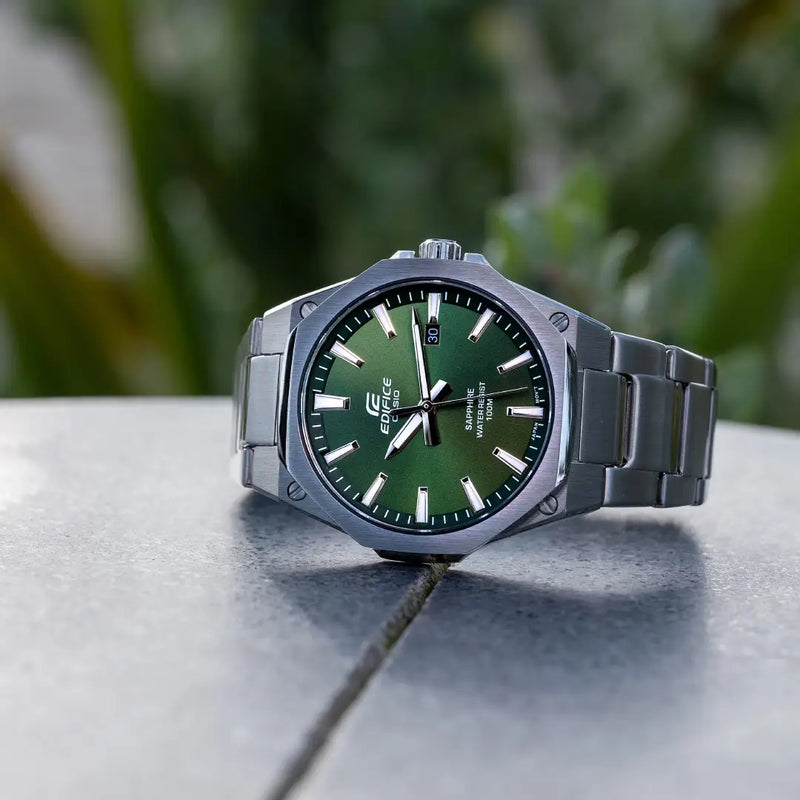 Casio Edifice Slim Series EFR-S108D-3AVUDF Green Dial 39.9mm Stainless Steel Men's Watch detail view