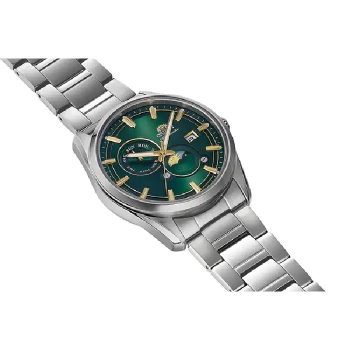 Orient Contemporary Sun And Moon Automatic RA-AK0314E Green Dial 41.5mm Stainless Steel Men's Watch