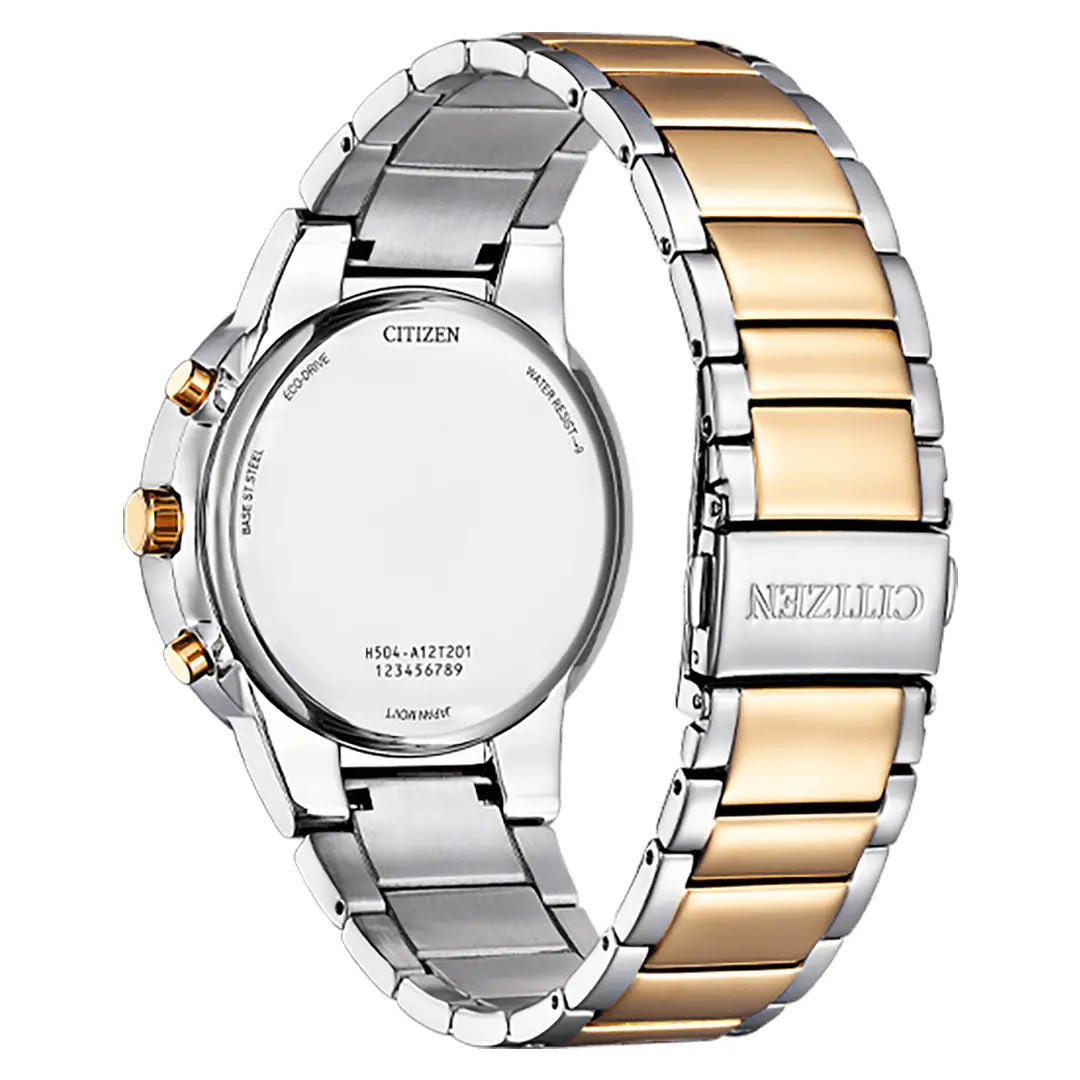 Citizen Eco-Drive Chronograph AT2244-84L Solar-Blue Dial 43mm Stainless Steel Two-Tone Men's Watch