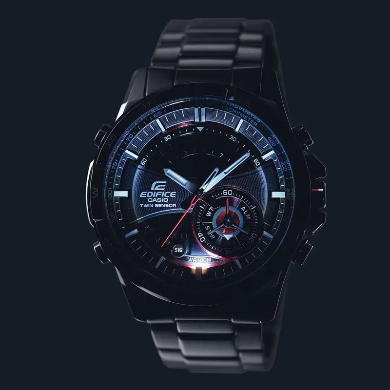 Casio Edifice ERA-200DB-1A9DR - Compass & Thermometer - Black Dial Stainless Steel Men's Watch detail view