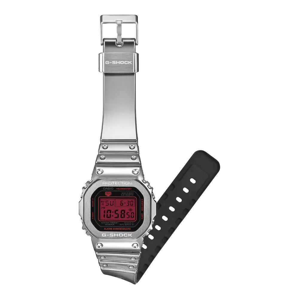 Casio G-Shock 43.2mm GM-5600YRA-8 "Fine Metallic" Red Dial Silicone Strap Men's Watch