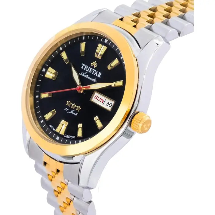 Tristar Automatic BA21BM2TM03 Black Dial Two-Tone Stainless Steel Men's Watch detail view