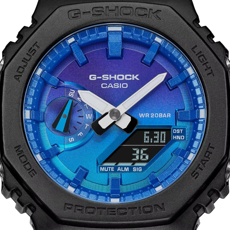 Casio G Shock GA-2100FL-1ADR Limited Edition Analog-Digital Blue Dial Resin Strap Men's Watch detail view