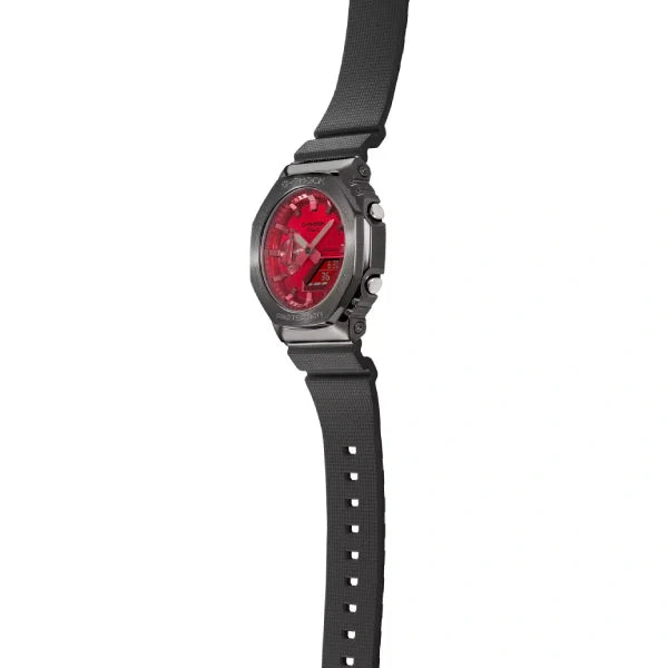 Casio G-Shock Metal Collection GM-2100B-4ADR Red Dial Stainless Steel Men's Watch detail view