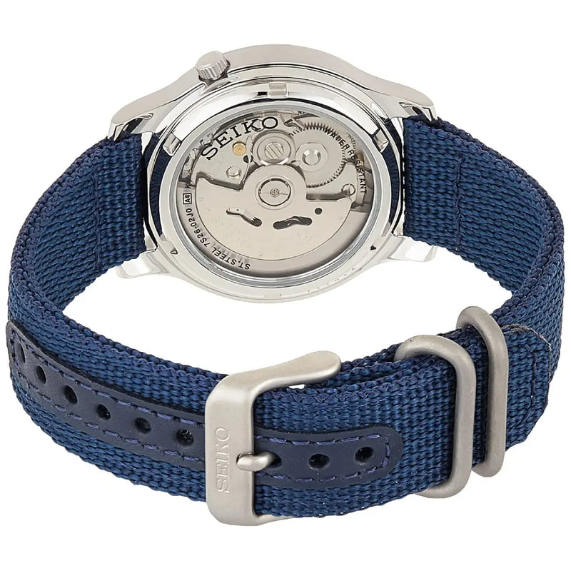 Seiko 5 Sports SNK807K2 Automatic "Military / Field Watch" Blue Dial 37mm Nylon Strap Men's Watch detail view