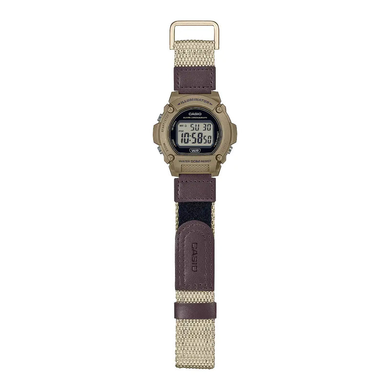 Casio Digital W-219HB-5AVDF Black Display Dial Cloth Strap Men's Watch detail view