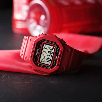 Casio G Shock DW-5600EP-4 Digital "Energy Pack" Digital Dial Red Resin Strap Men's Watch