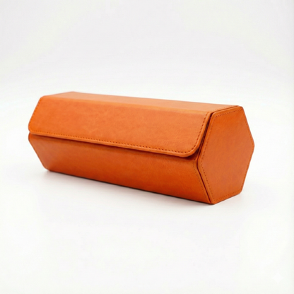 Hexagonal Premium Leather Watch Roll - 3 Slots