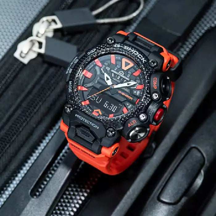 Casio G Shock Gravitymaster GR-B200-1A9 Analog-Digital Bluetooth Black Dial Orange Resin Strap Men's Watch detail view
