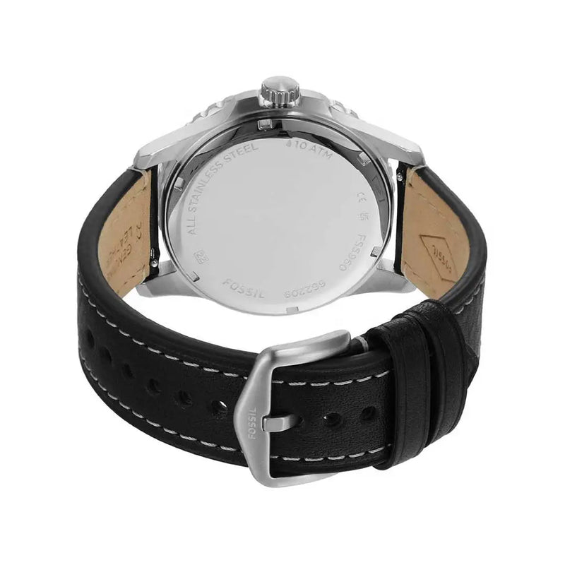 Fossil FS5960 Blue Dial Three-Hand Date Leather Strap Men's Watch detail view