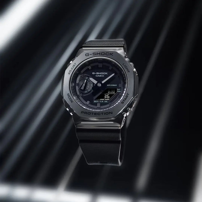 Casio G-Shock GM-2100BB-1ADR Black Dial Resin Strap Men's Watch detail view