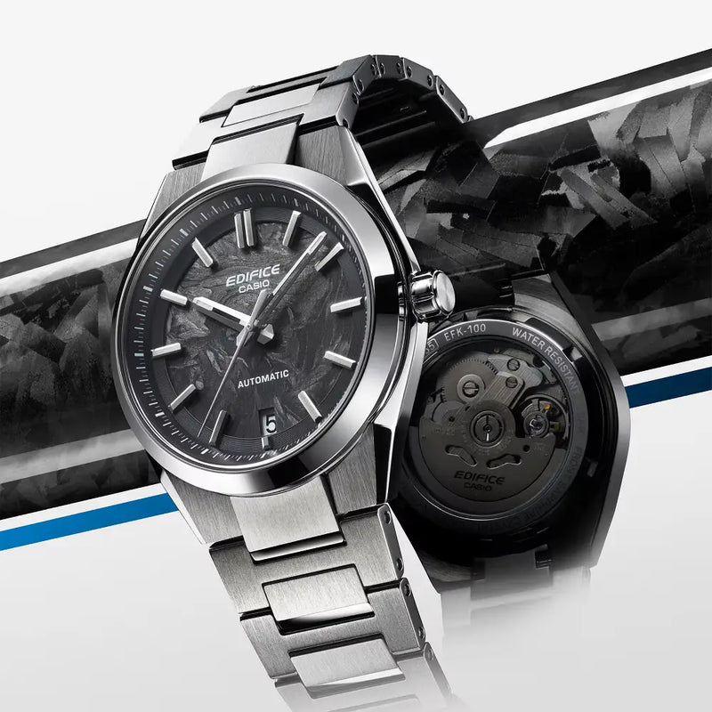 Casio Edifice Automatic EFK-100YCD-1A Forged Carbon Dial 39mm Stainless Steel Men's Watch detail view