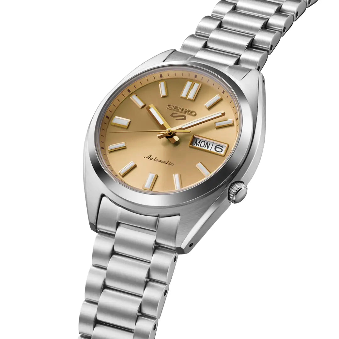 Seiko 5 Sports SRPL59K1 Automatic "SNXS Re-Interpretation" Gold Dial 37.4mm Stainless Steel Men's Watch