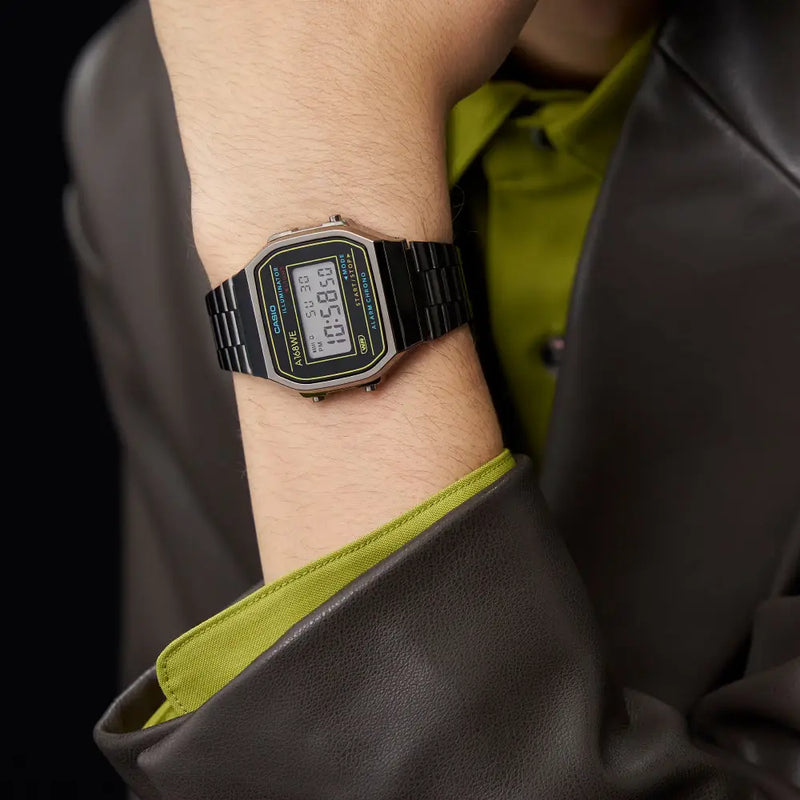 Casio Vintage Digital A168WEHB-1ADF Iridescent Dial Stainless Steel Unisex Watch detail view