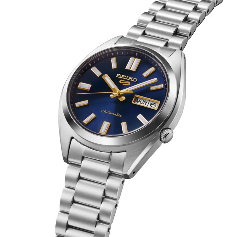 Seiko 5 Sports SRPL55 Automatic "SNXS Re-Interpretation" Blue Dial 37.4mm Stainless Steel Men's Watch detail view