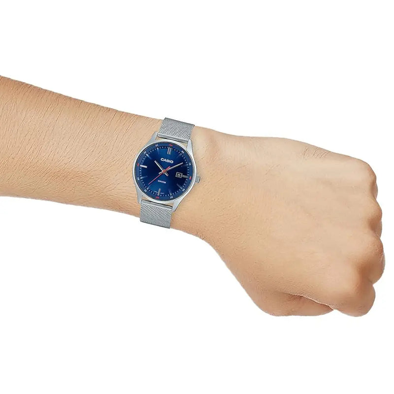 Casio Enticer MTP-E710M-2AVDF Date Analog Blue Dial Stainless Steel Men's Watch detail view