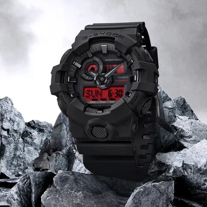 Casio G-Shock GA-700BBR-1A Black/Red Dial Resin Strap Men's Watch