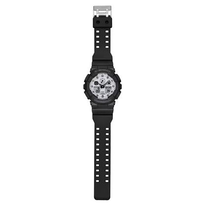 Casio G Shock GA-100WD-1A Analog-Digital "High Contrast" White Vapor Deposition Dial 51.2mm Resin Strap Men's Watch