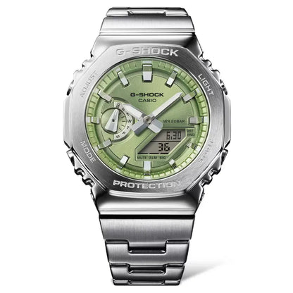 Casio G-Shock G-Steel GM-2110D-3ADR Green Dial Stainless Steel Men's Watch