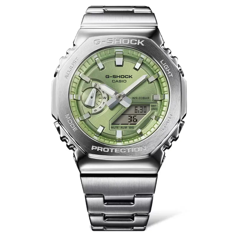 Casio G-Shock G-Steel GM-2110D-3ADR Green Dial Stainless Steel Men's Watch detail view