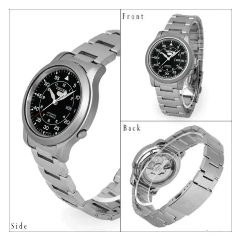 Seiko 5 Sports Automatic "Military" SNK809K1 Black Dial 37mm Stainless Steel Men's Watch detail view