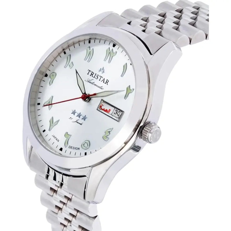 Tristar Classic Automatic BA23WMSSM03 Silver Day-Date Arabic Dial Stainless Steel Men's Watch detail view