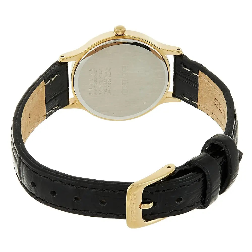 Seiko Solar SUP300P1 White Dial 26mm Gold Tone Stainless Steel Women's Watch