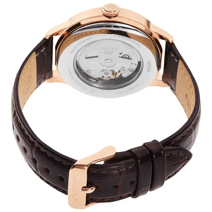 Orient Classic "Sun & Moon Open Heart" RA-AS0102S White Dial 41.5mm Leather Strap Men's Watch