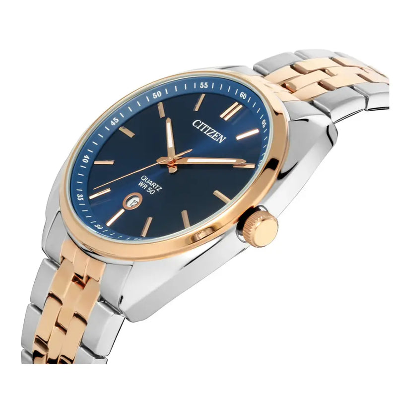 Citizen BI5096-53L Quartz Analog Two-Tone Rose Gold Blue Dial 42mm Stainless Steel Men's Watch detail view