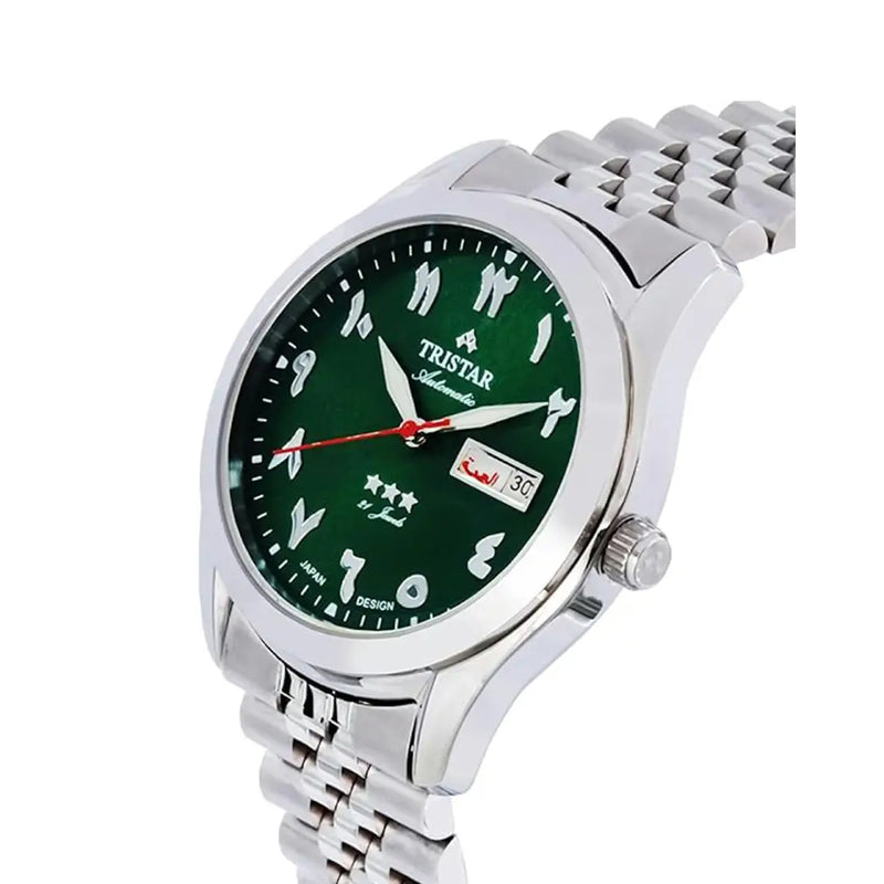 Tristar Classic Automatic BA33GMSSM03 Green Arabic Dial Stainless Steel Men's Watch detail view