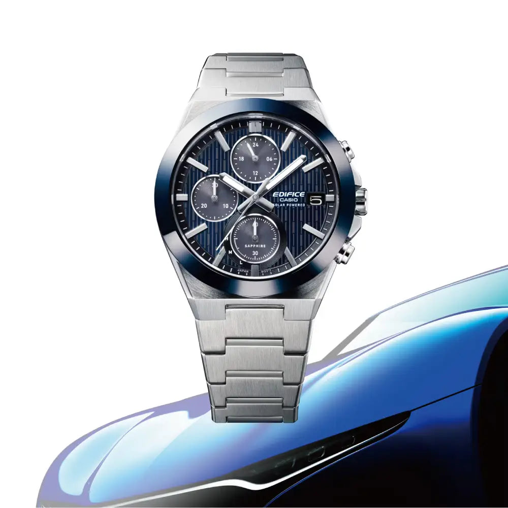 Casio Edifice EFS-S650D-2A "Emerald Blue" Ceramic Bezel Solar Blue Dial 40.9mm Stainless Steel Men's Watch
