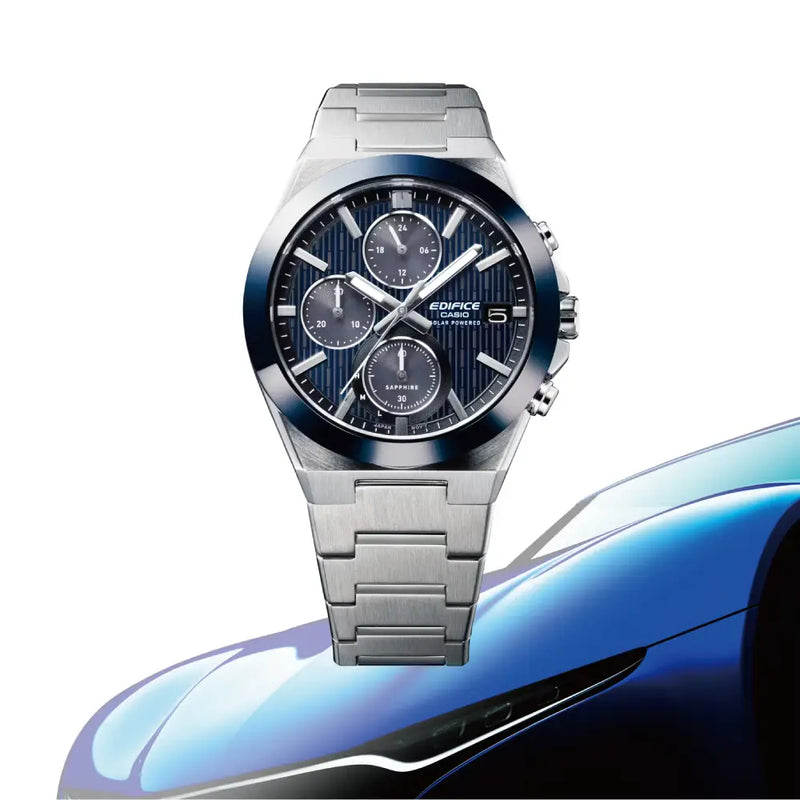 Casio Edifice EFS-S650D-2A "Emerald Blue" Ceramic Bezel Solar Blue Dial 40.9mm Stainless Steel Men's Watch detail view