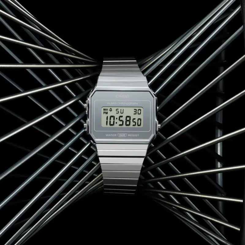 Casio Vintage Digital A700WEV-7ADF Silver Dial Stainless Steel Unisex Watch detail view