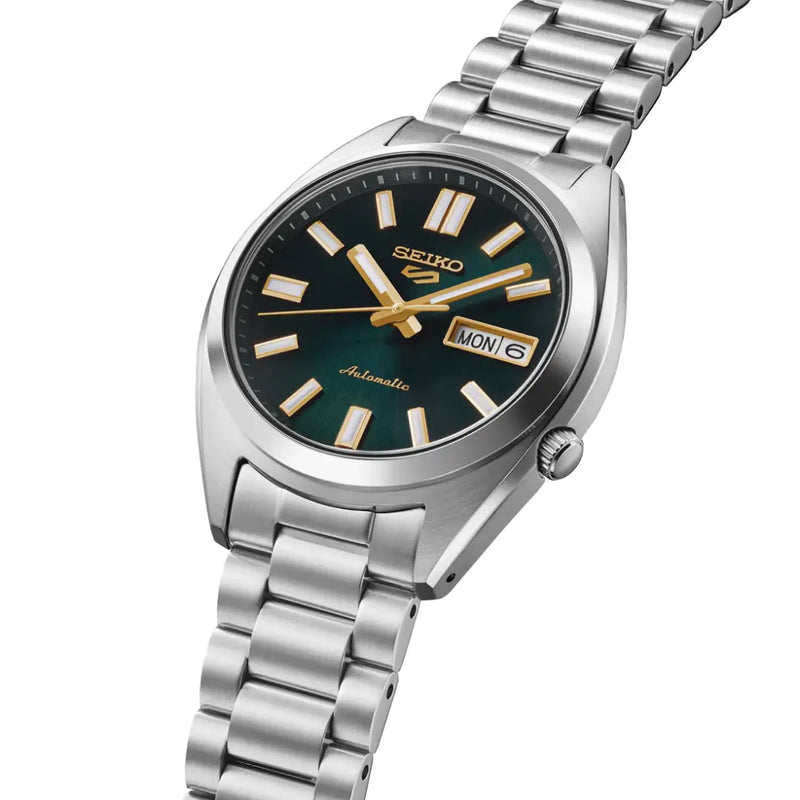 Seiko 5 Sports SRPL57 Automatic "SNXS Re-Interpretation" Green Dial 37.4mm Stainless Steel Men's Watch detail view