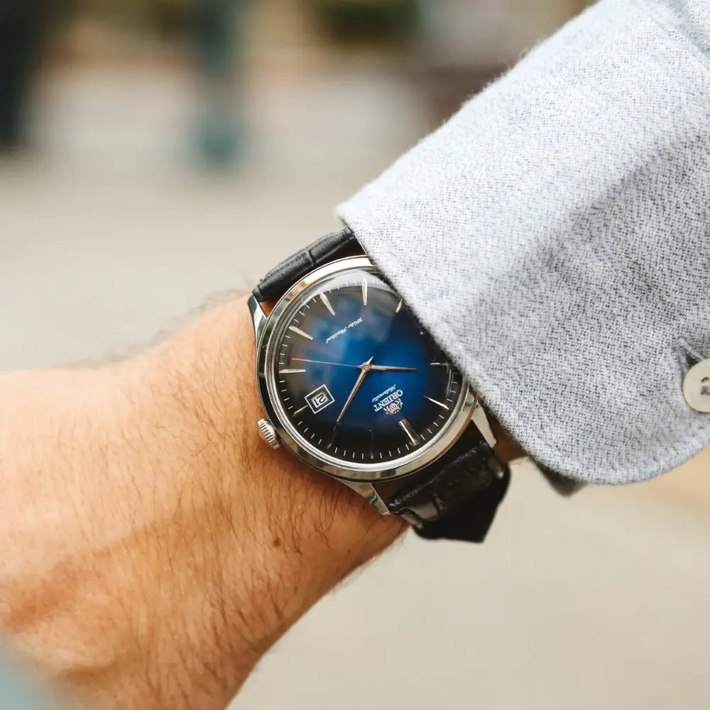 Orient Bambino Version 4 Automatic TAC08004D0 Blue Dial 42mm Leather Strap Men's Watch