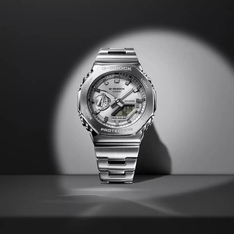 Casio G-Shock GM-2110D-7ADR Silver Dial Stainless Steel Men's Watch detail view