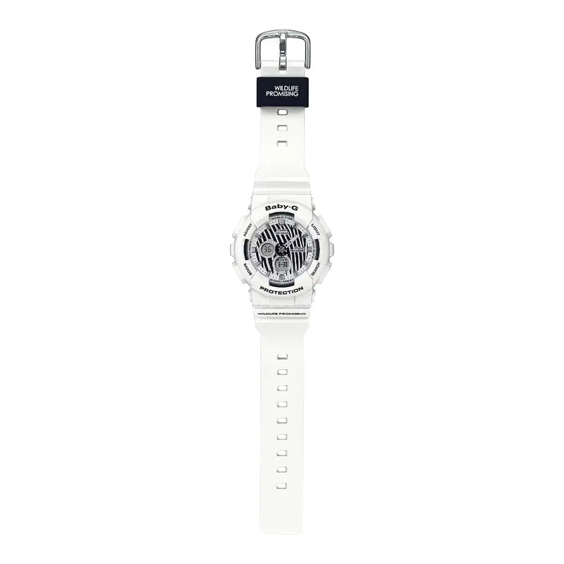 Casio Baby-G BA-120WLP-7A Analog-Digital White Zebra Print Dial Resin Strap Unisex Watch detail view