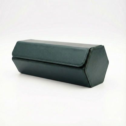 Hexagonal Premium Leather Watch Roll - 3 Slots