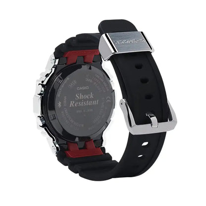 Casio G Shock GMW-B5000-1P Digital Full Metal Solar Bluetooth Silver And Black Digital Dial Resin Strap Men's Watch