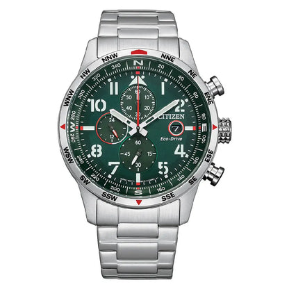 Citizen Eco-Drive CA0791-81X Chronograph Green Dial Stainless Steel Men's Watch