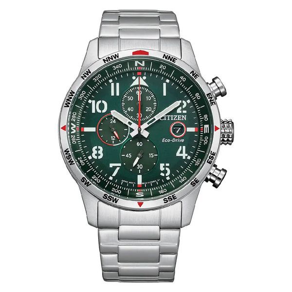 Citizen Eco-Drive CA0791-81X Chronograph Green Dial Stainless Steel Men's Watch