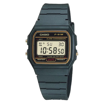 Casio Vintage Digital F-91WG-9QDF Gold Dial Resin Strap Unisex Watch