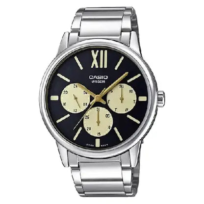 Casio Enticer MTP-E312D-1B1VDF Multi-Function Analog Black Dial Stainless Steel Men's Watch