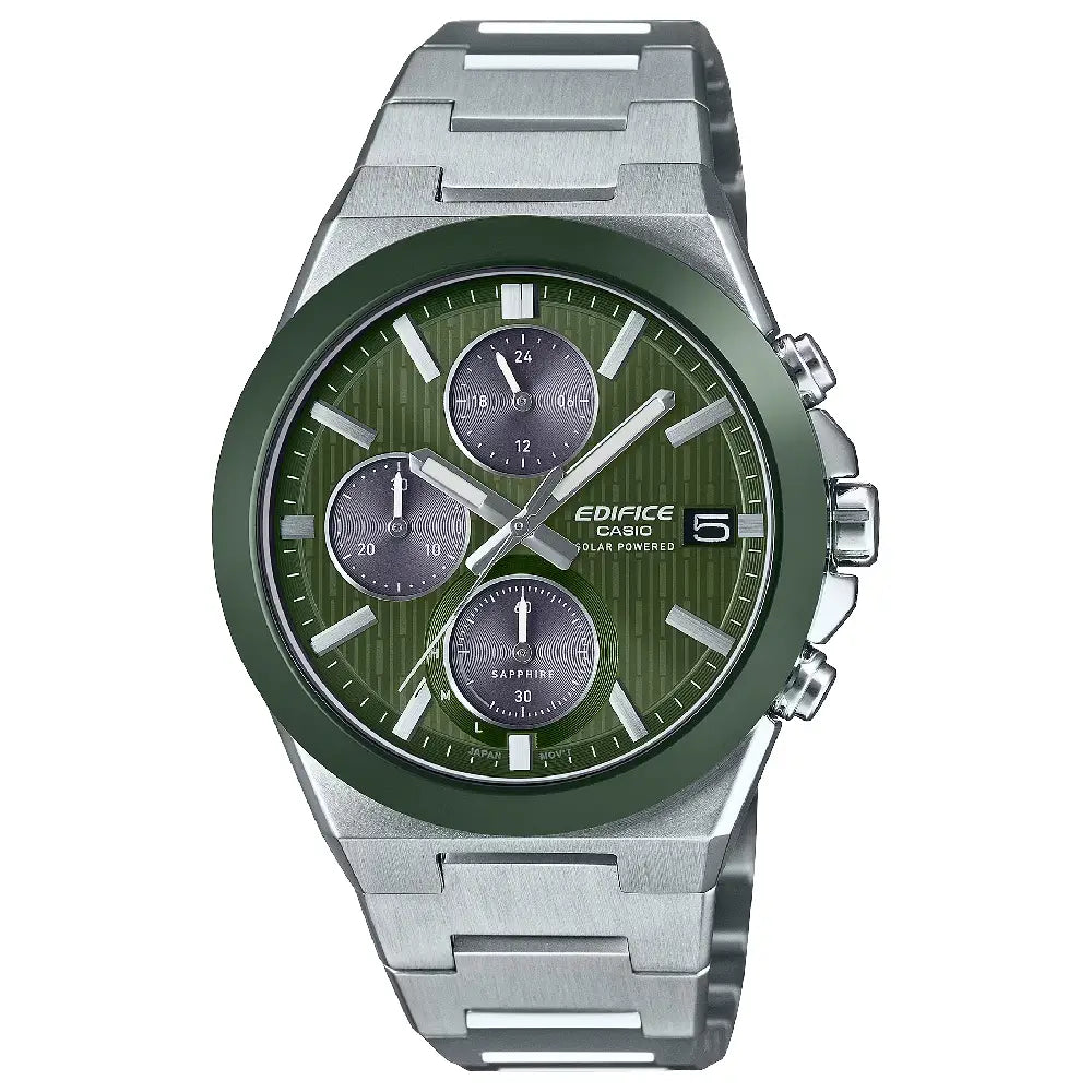 Casio Edifice EFS-S650D-3A Emerald Ceramic Bezel Solar Green Dial Stainless Steel Men's Watch