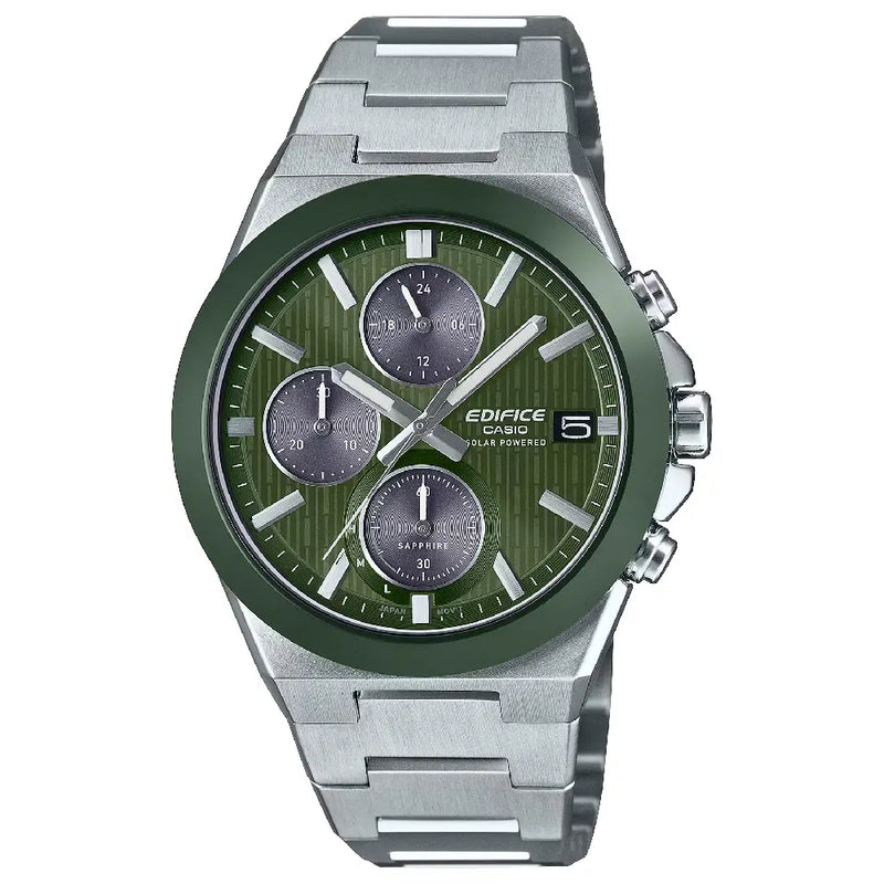 Casio Edifice EFS-S650D-3A Emerald Ceramic Bezel Solar Green Dial Stainless Steel Men's Watch