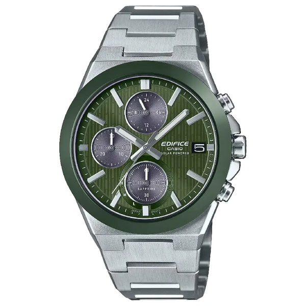 Casio Edifice EFS-S650D-3A Emerald Ceramic Bezel Solar Green Dial Stainless Steel Men's Watch