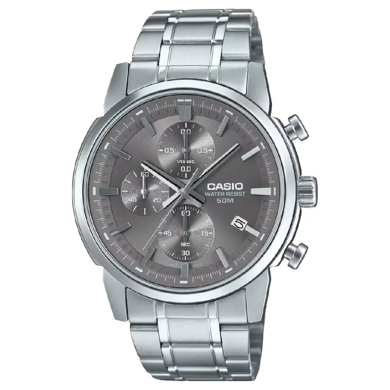 Casio Enticer MTP-E510D-8AVDF Chronograph Analog Gray Dial Stainless Steel Men's Watch